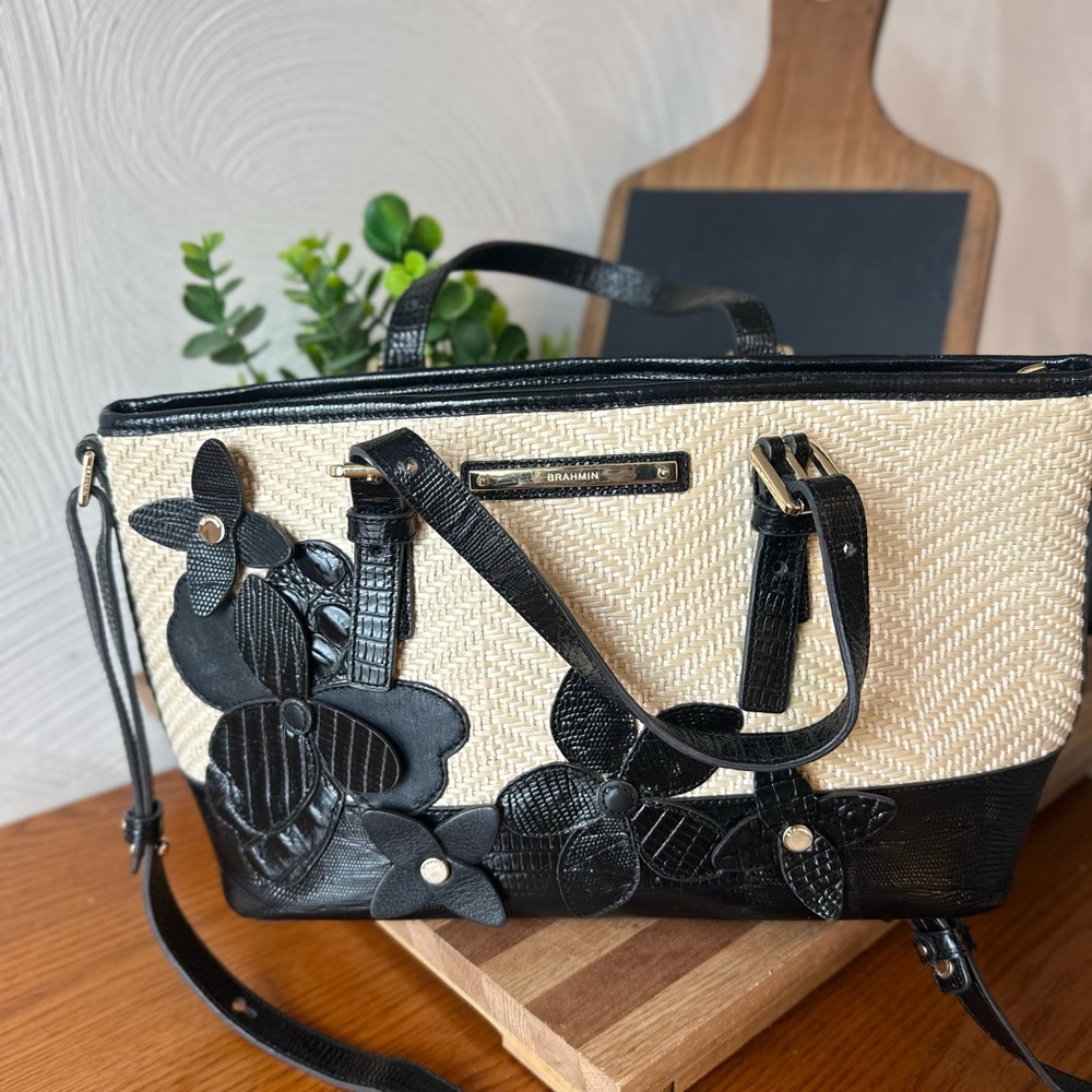 Brahmin Mini Asher Straw shoulder bag